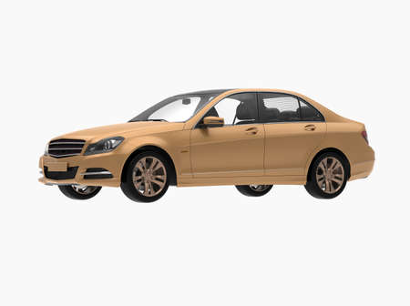 Generic and Brandless Car Isolated on White 3d Illustration, ContemporaryÂ SedanÂ Studio,Â Dealership Automobile Industry, Auto Transport, Infographics Automotive Background, City Vehicle Templateの写真素材