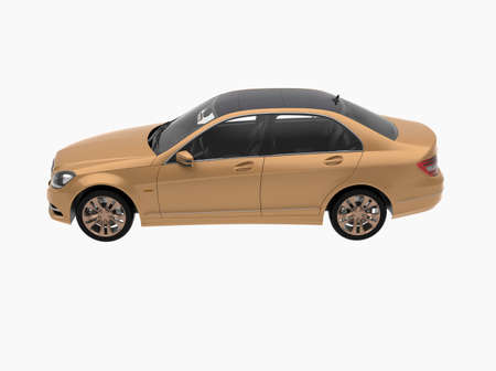 Generic and Brandless Car Isolated on White 3d Illustration, ContemporaryÂ SedanÂ Studio,Â Dealership Automobile Industry, Auto Transport, Infographics Automotive Background, City Vehicle Templateの写真素材
