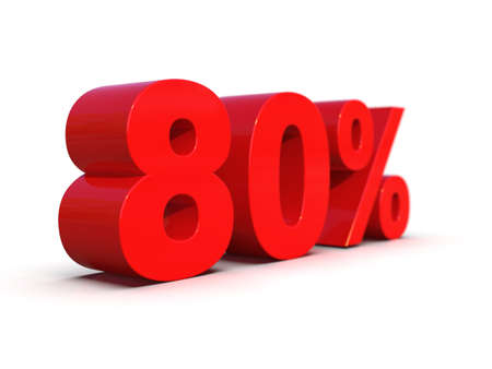 3d Illustration:Â Eighty 80 Percent Sign, Economic Crisis, Financial Crash, Red 80% Percent...