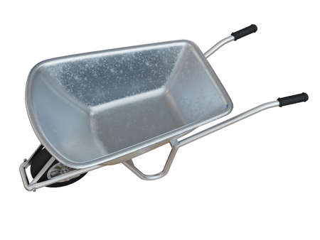 New Garden Metal Wheelbarrow Cart Isolated on White, Gardening Tool Equipment,Â  Agriculture Cart Wheel Farm, Flat Lawn Ground Supplies, Garden Trolley, Handcart with Wheelの写真素材