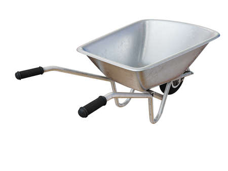 New Garden Metal Wheelbarrow Cart Isolated on White, Gardening Tool Equipment,Â  Agriculture Cart Wheel Farm, Flat Lawn Ground Supplies, Garden Trolley, Handcart with Wheelの写真素材