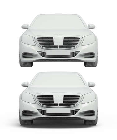 3d render: Car White Blank Template, 3d White Car Icon with Shadow, Business Sedan Car on White Background, Car Isolated, Automobile Isolated, Automobile Service Sign, Auto Body, Automobile Industryの写真素材