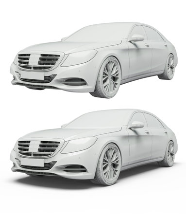 3d render: Car White Blank Template, 3d White Car Icon with Shadow, Business Sedan Car on White Background, Car Isolated, Automobile Isolated, Automobile Service Sign, Auto Body, Automobile Industryの写真素材