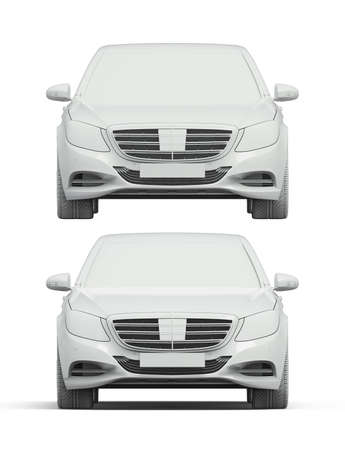 3d render: Car White Blank Template, 3d White Car Icon with Shadow, Business Sedan Car on White Background, Car Isolated, Automobile Isolated, Automobile Service Sign, Auto Body, Automobile Industryの写真素材