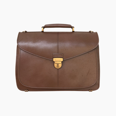 Brown Leather Businessman Briefcase with Lock, Business Bag SuitcaseÂ with Strap and Brass Buckle,Â BriefcaseÂ for Documents,Â Management orÂ ProfessionalÂ 3D Illustrationの写真素材