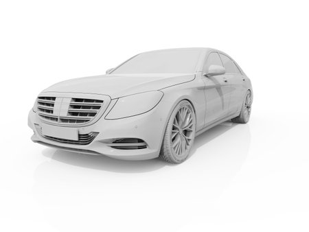 Car White Blank Template, 3d White Car Icon with Shadow, Business Sedan Car on White Background, Car Isolated, Automobile Isolated, Automobile Service Sign, Auto Body, Automobile Industry,Â 3d renderの写真素材