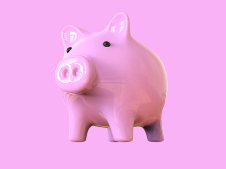 Pink Piggy Bank Icon, Savings Sign Template, Money and Financial Symbol, Commerce, Market, Payment Invest Theme for Web Mobile Logo or Button, Design Element, 3d Illustrationの写真素材