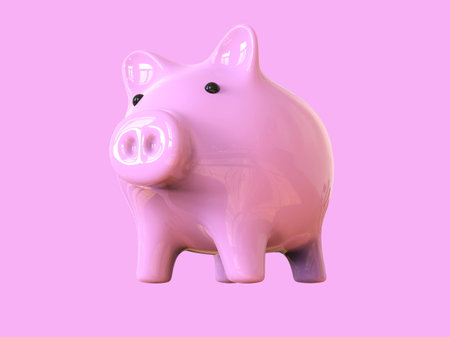 Pink Piggy Bank Icon, Savings Sign Template, Money and Financial Symbol, Commerce, Market, Payment Invest Theme for Web Mobile Logo or Button, Design Element, 3d Illustrationの写真素材