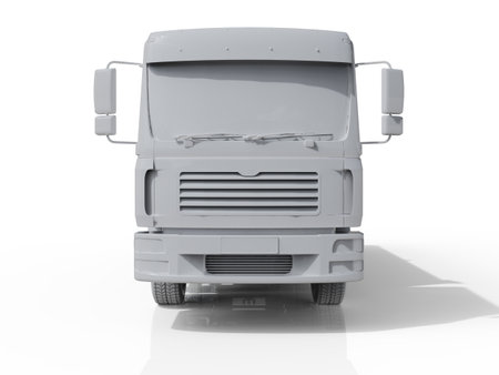 Dump Truck Hi-DetailedÂ Template for Car Branding and Advertising. Realistic Delivery Service VehicleÂ Tipper Truck on IsolatedÂ White Background,Â Truck for Bulk Cargo, MachineryÂ Transport,Â 3D Renderingの写真素材