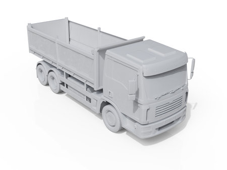 Dump Truck Hi-DetailedÂ Template for Car Branding and Advertising. Realistic Delivery Service VehicleÂ Tipper Truck on IsolatedÂ White Background,Â Truck for Bulk Cargo, MachineryÂ Transport,Â 3D Renderingの写真素材
