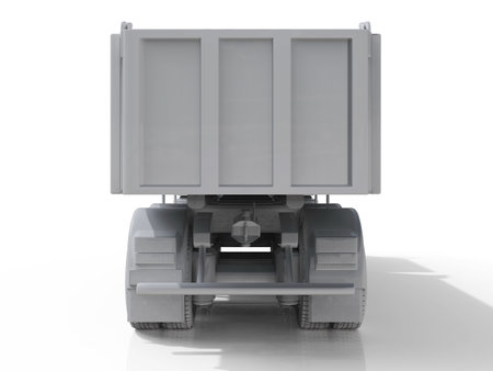 Dump Truck Hi-DetailedÂ Template for Car Branding and Advertising. Realistic Delivery Service VehicleÂ Tipper Truck on IsolatedÂ White Background,Â Truck for Bulk Cargo, MachineryÂ Transport,Â 3D Renderingの写真素材