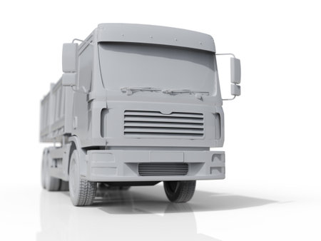 Dump Truck Hi-DetailedÂ Template for Car Branding and Advertising. Realistic Delivery Service VehicleÂ Tipper Truck on IsolatedÂ White Background,Â Truck for Bulk Cargo, MachineryÂ Transport,Â 3D Renderingの写真素材