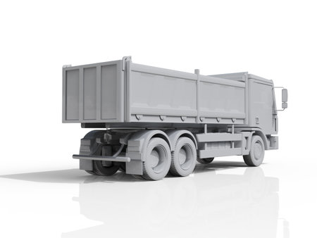 Dump Truck Hi-DetailedÂ Template for Car Branding and Advertising. Realistic Delivery Service VehicleÂ Tipper Truck on IsolatedÂ White Background,Â Truck for Bulk Cargo, MachineryÂ Transport,Â 3D Renderingの写真素材