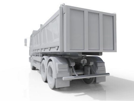 Dump Truck Hi-DetailedÂ Template for Car Branding and Advertising. Realistic Delivery Service VehicleÂ Tipper Truck on IsolatedÂ White Background,Â Truck for Bulk Cargo, MachineryÂ Transport,Â 3D Renderingの写真素材