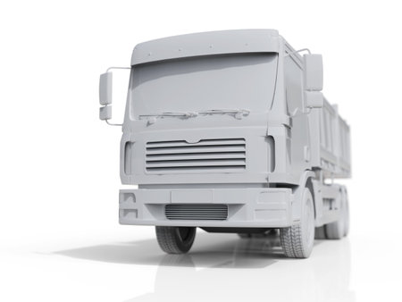 Dump Truck Hi-DetailedÂ Template for Car Branding and Advertising. Realistic Delivery Service VehicleÂ Tipper Truck on IsolatedÂ White Background,Â Truck for Bulk Cargo, MachineryÂ Transport,Â 3D Renderingの写真素材