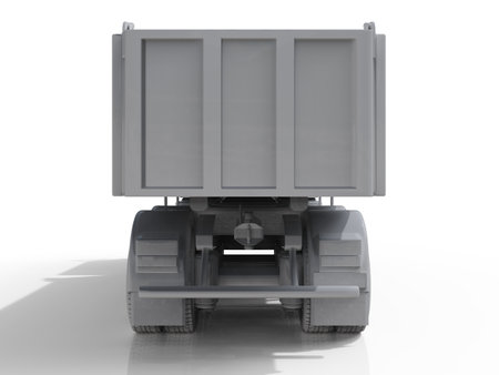 Dump Truck Hi-DetailedÂ Template for Car Branding and Advertising. Realistic Delivery Service VehicleÂ Tipper Truck on IsolatedÂ White Background,Â Truck for Bulk Cargo, MachineryÂ Transport,Â 3D Renderingの写真素材