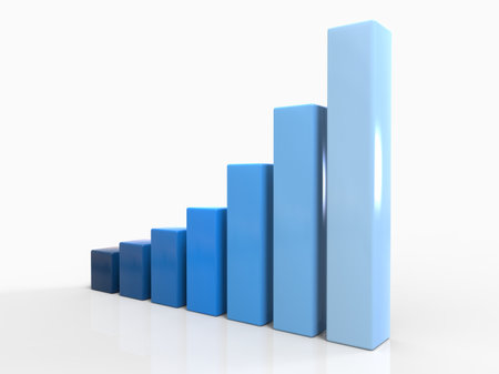 3DÂ Chart ofÂ Exponential Growth or Compound Interest, Investment, Wealth or Earning Rising up Graph, Business Sales or Profit Increase Concept, Financial Report Graph, 3d Illustrationの写真素材