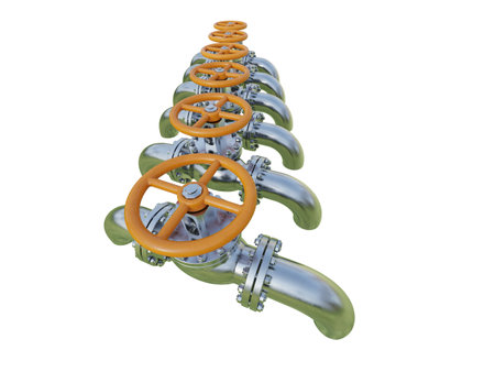 Pressure Manual Gate Valve is a Device that Regulates, Directs or Controls the Flow of a Fluid like Gases, Liquids by Opening, Closing, or Partially Obstructing Various Passageways, 3D Illustrationの写真素材