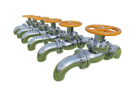 Pressure Manual Gate Valve is a Device that Regulates, Directs or Controls the Flow of a Fluid like Gases, Liquids by Opening, Closing, or Partially Obstructing Various Passageways, 3D Illustrationの写真素材