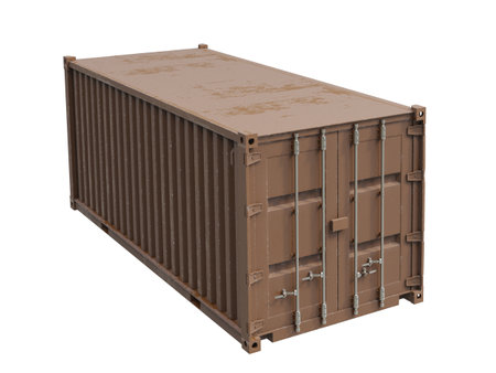 Shipping Cargo Container for Logistics and Transportation Isolated, Cargo Box from Ship,Â Delivery, Shipping Freight TransportationÂ of Merchandise,Â for Storage, Export and Import, 3d renderの写真素材
