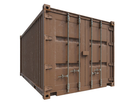 Shipping Cargo Container for Logistics and Transportation Isolated, Cargo Box from Ship,Â Delivery, Shipping Freight TransportationÂ of Merchandise,Â for Storage, Export and Import, 3d renderの写真素材