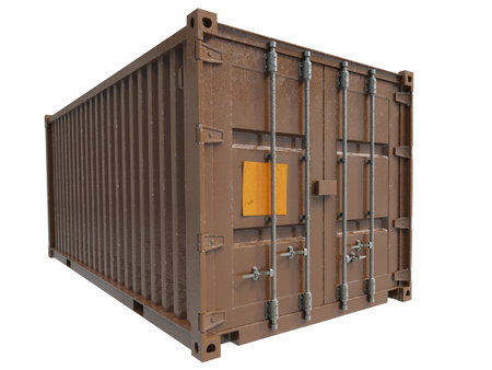 Shipping Cargo Container for Logistics and Transportation Isolated, Cargo Box from Ship,Â Delivery, Shipping Freight TransportationÂ of Merchandise,Â for Storage, Export and Import, 3d renderの写真素材