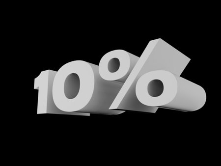 3d Illustration: 10 Percent Sign, Economic Crisis, Financial Crash, 10% Percent Discount 3d Sign, Special Offer 10% Discount Tag, Sale Up to 10 Percent Offの写真素材
