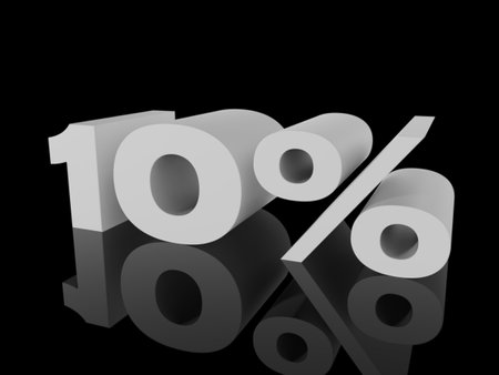 3d Illustration: 10 Percent Sign, Economic Crisis, Financial Crash, 10% Percent Discount 3d Sign,...