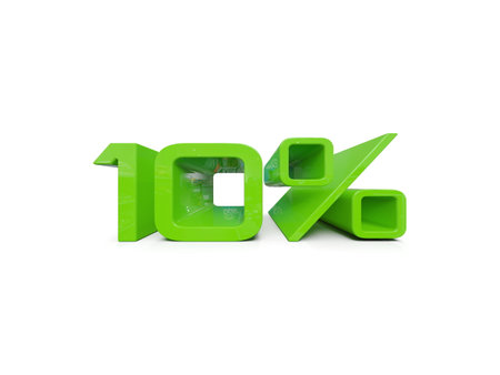 3d Illustration: 10 Percent Sign, Economic Crisis, Financial Crash, 10% Percent Discount 3d Sign, Special Offer 10% Discount Tag, Sale Up to 10 Percent Offの写真素材