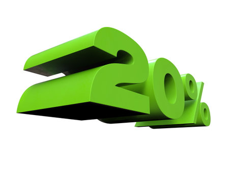 3d Render: 20% Percent Discount 3d Sign on Light Background, Special Offer 20% Discount Tag, Sale Up to 20 Percent Off, Twenty Percent Letters Sale Symbol, Special Offer Label, Sticker, Tagの写真素材