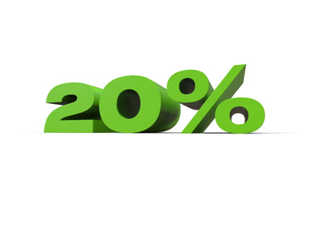 3d Render: 20% Percent Discount 3d Sign on Light Background, Special Offer 20% Discount Tag, Sale Up to 20 Percent Off, Twenty Percent Letters Sale Symbol, Special Offer Label, Sticker, Tagの写真素材