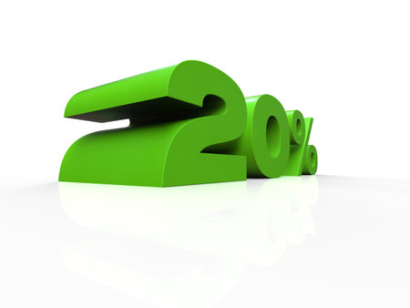 3d Render: 20% Percent Discount 3d Sign on Light Background, Special Offer 20% Discount Tag, Sale Up to 20 Percent Off, Twenty Percent Letters Sale Symbol, Special Offer Label, Sticker, Tagの写真素材