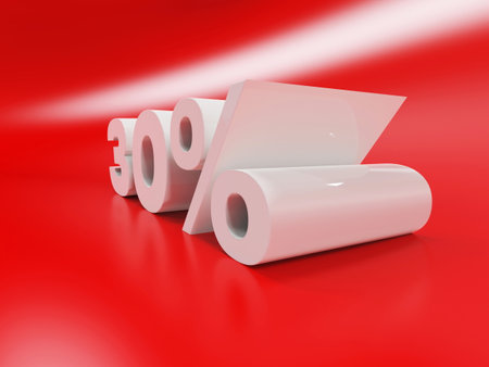 3d Illustration: 30 Percent Sign, Economic Crisis, Financial Crash, 30% Percent Discount 3d Sign, Special Offer 30% Discount Tag, Sale Up to 30 Percent Offの写真素材