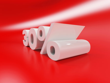 3d Illustration: 30 Percent Sign, Economic Crisis, Financial Crash, 30% Percent Discount 3d Sign, Special Offer 30% Discount Tag, Sale Up to 30 Percent Offの写真素材