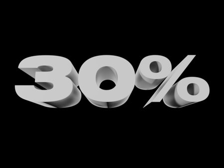 3d Illustration: 30 Percent Sign, Economic Crisis, Financial Crash, 30% Percent Discount 3d Sign, Special Offer 30% Discount Tag, Sale Up to 30 Percent Offの写真素材