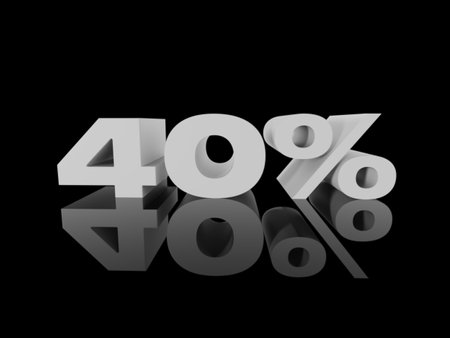 3d Illustration: 40 Percent Sign, Economic Crisis, Financial Crash, 40% Percent Discount 3d Sign, Special Offer 40% Discount Tag, Sale Up to 40 Percent Offの写真素材