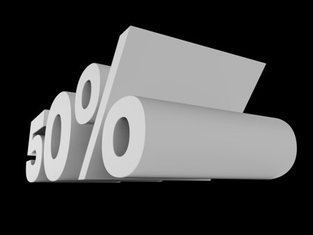 3d Illustration: 50 Percent Sign, Economic Crisis, Financial Crash, 50% Percent Discount 3d Sign, Special Offer 50% Discount Tag, Sale Up to 50 Percent Offの写真素材