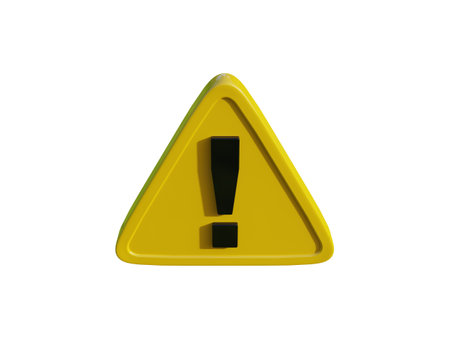 Yellow TriangleÂ Warning Sign with Exclamation Mark, Error Message Pop UpÂ Concept or Alert Safety Danger Caution Icon Isolated on White Background,Â 3d illustrationの写真素材
