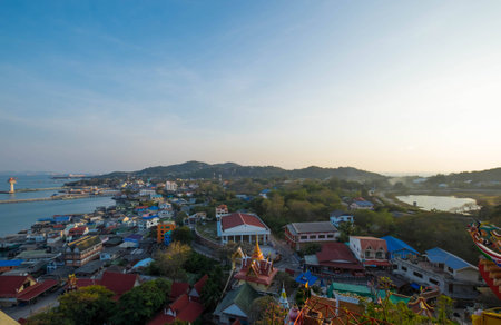 Landscape village on Koh Sichang Chonburi province of Thailand.の写真素材