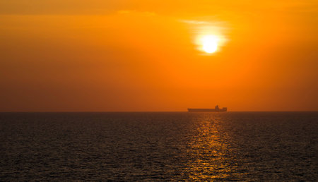 sea sunset, silhouetteの写真素材