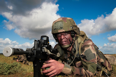 France, the training center of a foreign legion - circa, 2011. Legionnaire of the French Foreign...