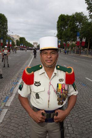 Paris, France - July 14, 2012. Soldier from the French Foreign Legion poses before the march in the annual military parade in honor of the Bastille Day in Paris.のeditorial素材