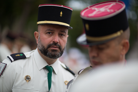 Paris. France. July 14, 2012. Legioners of the French foreign legion during the parade on the Champs Elysees in Paris.のeditorial素材