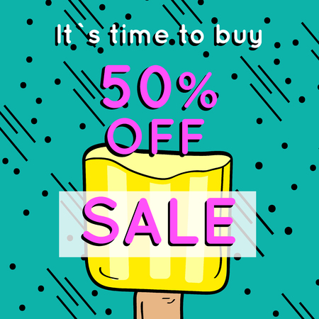 Social media sale banner template. Hand drawn vector illustration for website and mobile website banners, posters, and more.のイラスト素材
