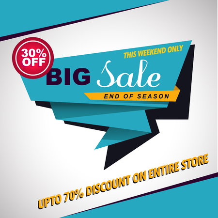 Big Sale banner with arrow in pop-art style. Web vector template. Paper background. Advertising poster. Special Offer balloon. End of season.のイラスト素材
