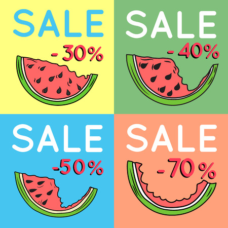 Set of summer sale backgrounds with watermelonのイラスト素材