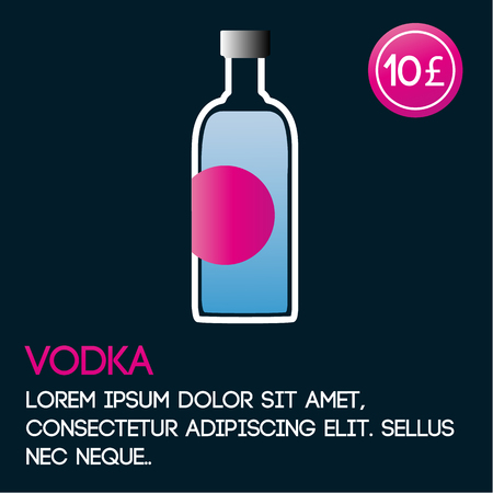 Vodka card template with price and flat background. Vector illustrationのイラスト素材