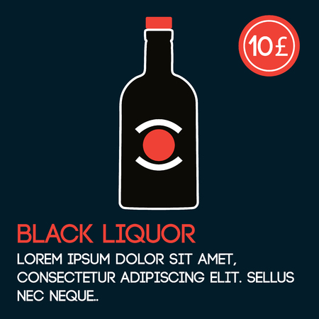 Black liquor card template with price and flat background. Vector illustrationのイラスト素材