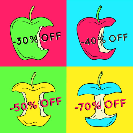 Set of summer sale backgrounds with apple. Summer sale banners.のイラスト素材
