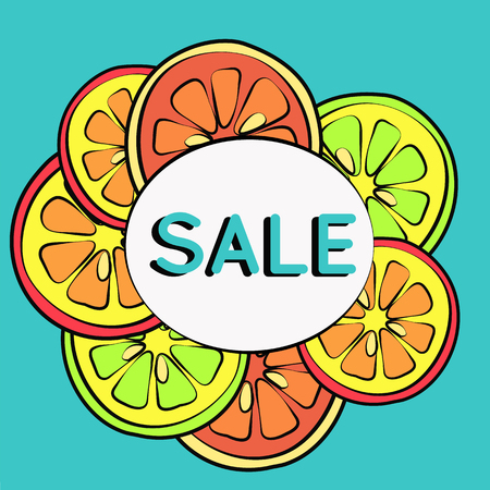 Summer sale background with lemon. Summer sale banner.のイラスト素材